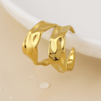 POM 14k Gold plated waterproof Earrings Hoop Melty Organic Texture