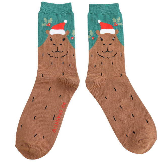 Männer-Socken Bamboo Santa Capybara green