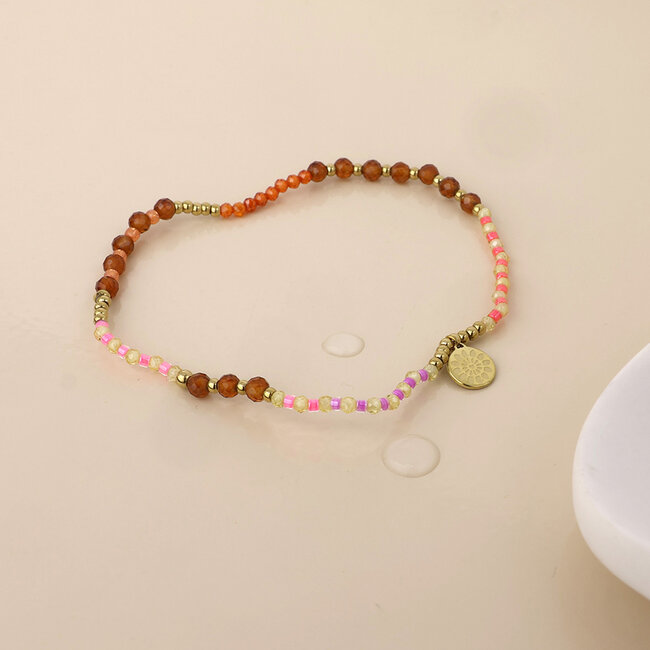 14k Gold plated waterproof Bracelet Electra Beads coral & terracotta