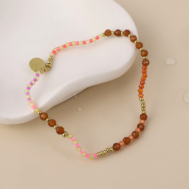 14k Gold plated waterproof Bracelet Electra Beads coral & terracotta