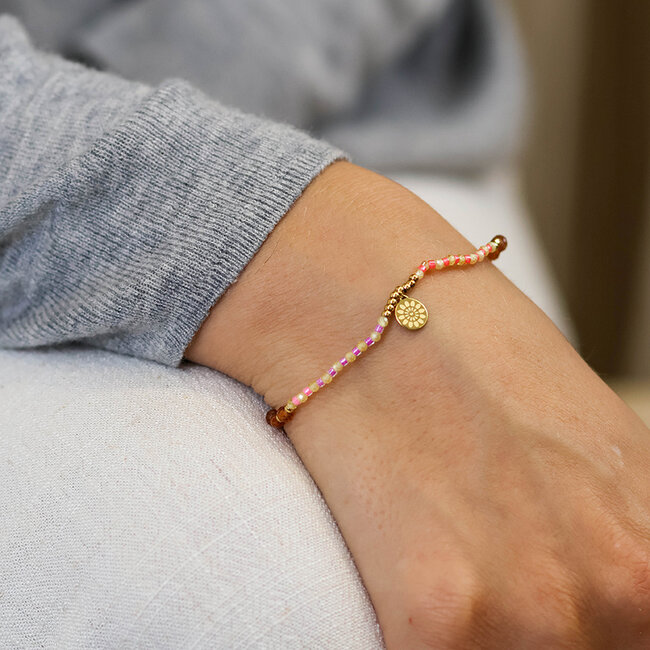 14k Gold plated waterproof Bracelet Electra Beads coral & terracotta