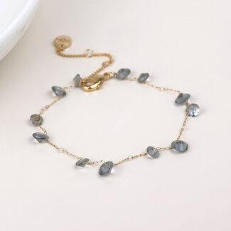 POM Gold plated Bracelet Lyra with smoky crystal and pearls