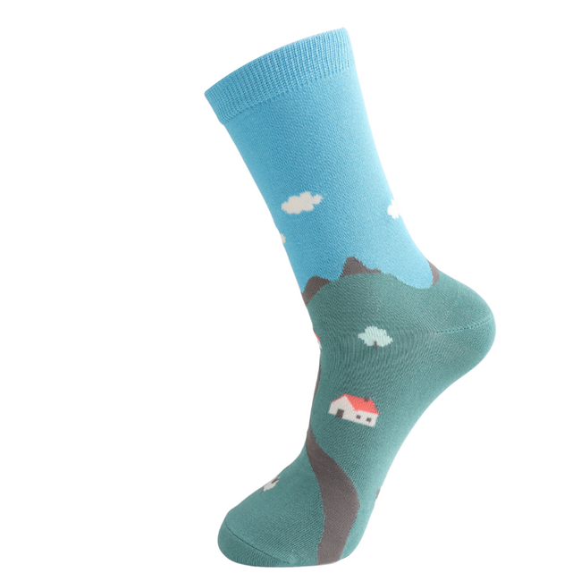 Männer-Socken Bamboo Houses on a Hill blue