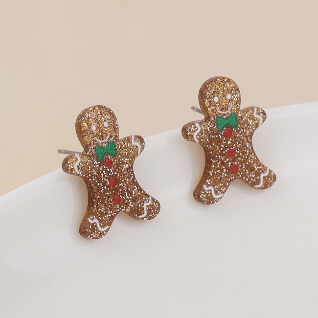 Stud Earrings Gingerbread Man