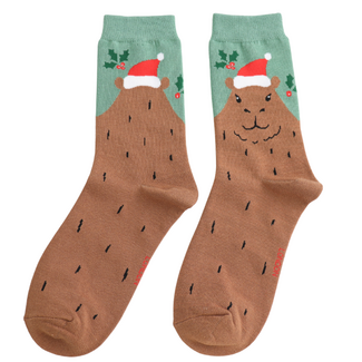 Miss Sparrow Socken Bamboo Santa Capybara green
