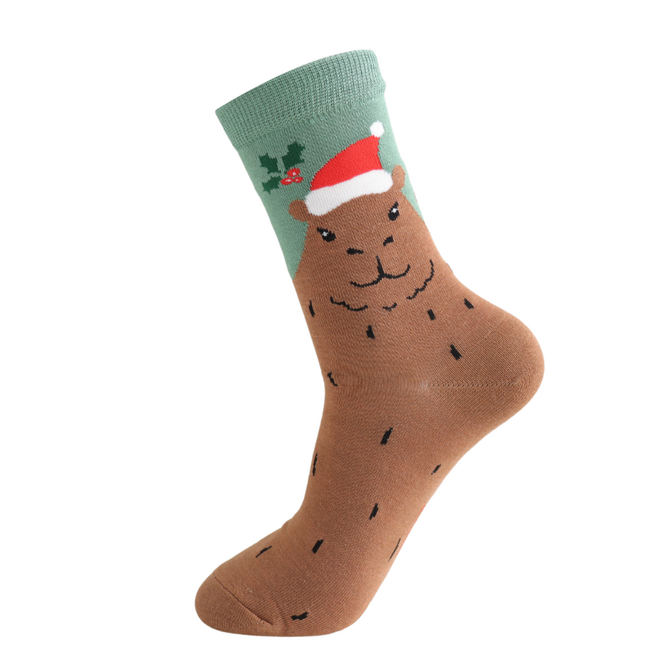 Socks Bamboo Santa Capybara green