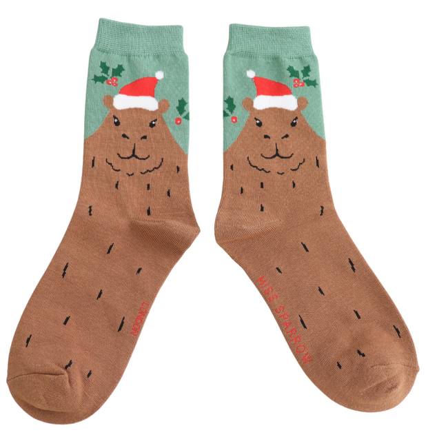 Socken Bamboo Santa Capybara green