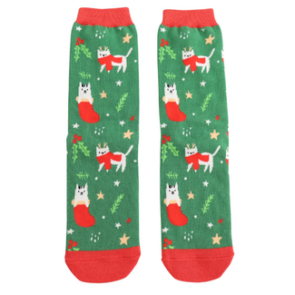 Miss Sparrow Socken Bamboo Xmas Cat green