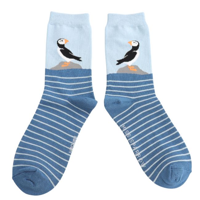 Socken Bamboo Puffin By The Sea navy