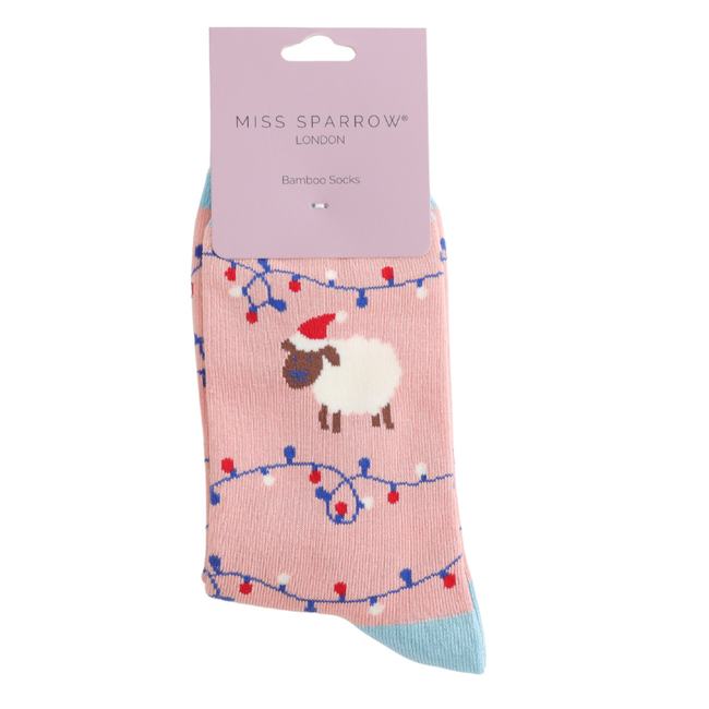Socken Bamboo Christmas Sheep pink