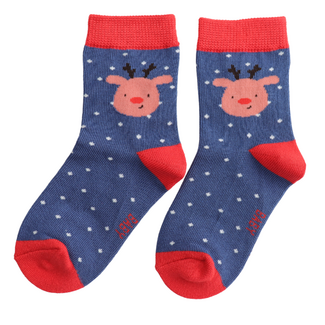 Miss Sparrow Kids Socks Bamboo Christmas Reindeer navy 2-3Y