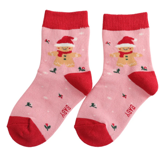 Miss Sparrow Kids Socks Bamboo Christmas Gingerbread pink 2-3Y