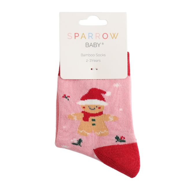 Kids-Socken Bamboo Christmas Gingerbread pink 2-3Y