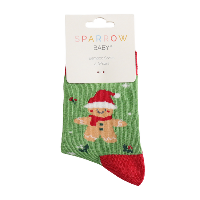 Kids-Socken Bamboo Christmas Gingerbread green 2-3Y