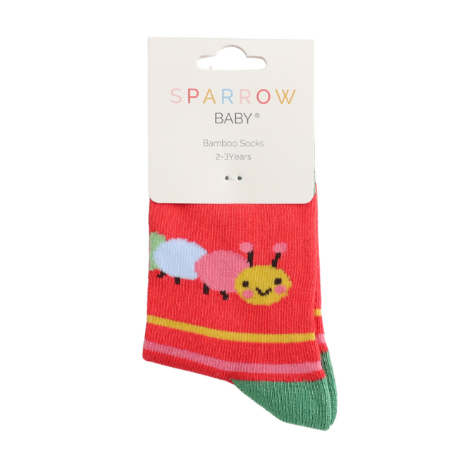 Kids-Socken Bamboo Caterpillar red 2-3Y