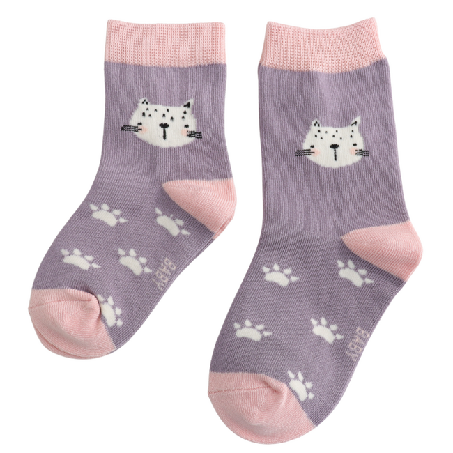 Kids-Socken Bamboo Cat Face lavender 2-3Y