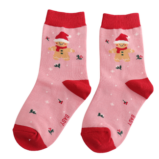 Miss Sparrow Kids-Socken Bamboo Christmas Gingerbread pink 4-6Y