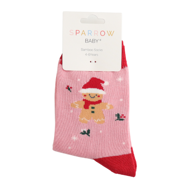 Kids-Socken Bamboo Christmas Gingerbread pink 4-6Y