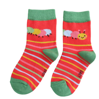 Miss Sparrow Kids Socks Bamboo Caterpillar red 4-6Y