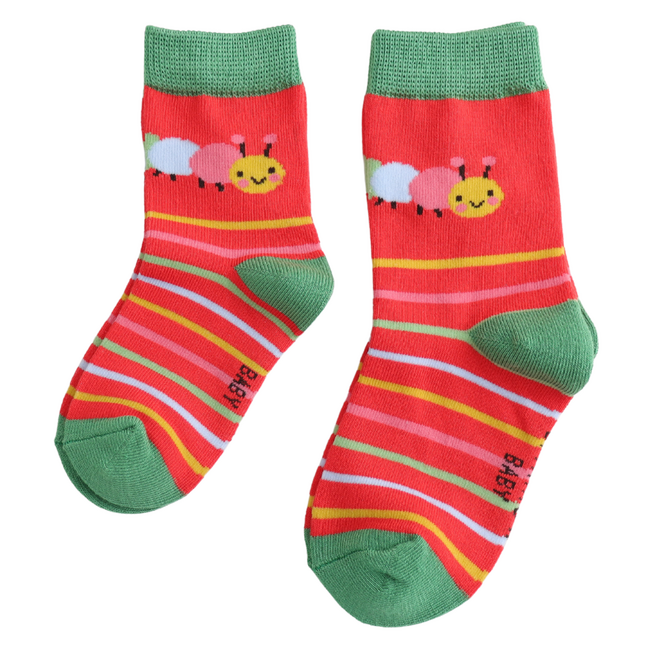 Kids-Socken Bamboo Caterpillar red 4-6Y