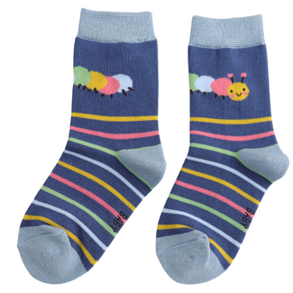 Miss Sparrow Kids-Socken Bamboo Caterpillar navy 4-6Y