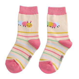 Miss Sparrow Kids Socks Bamboo Caterpillar cream 4-6Y