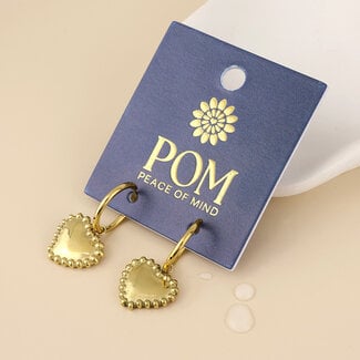 POM 14k Gold plated waterproof Earrings Hoop Juliet Heart Charm