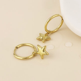POM 14k Gold plated waterproof Earrings Hoop Starlet Star Charm