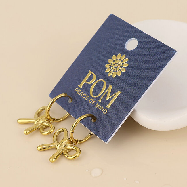 14k Gold plated waterproof Earrings Hoop Belle Bow Charm