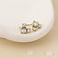 14k Gold plated waterproof Studs Triad Triple Crystal