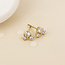 14k Gold plated waterproof Studs Triad Triple Crystal