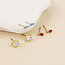 14k Gold plated waterproof Stud Set of 3 Nomad aqua & pink mixed