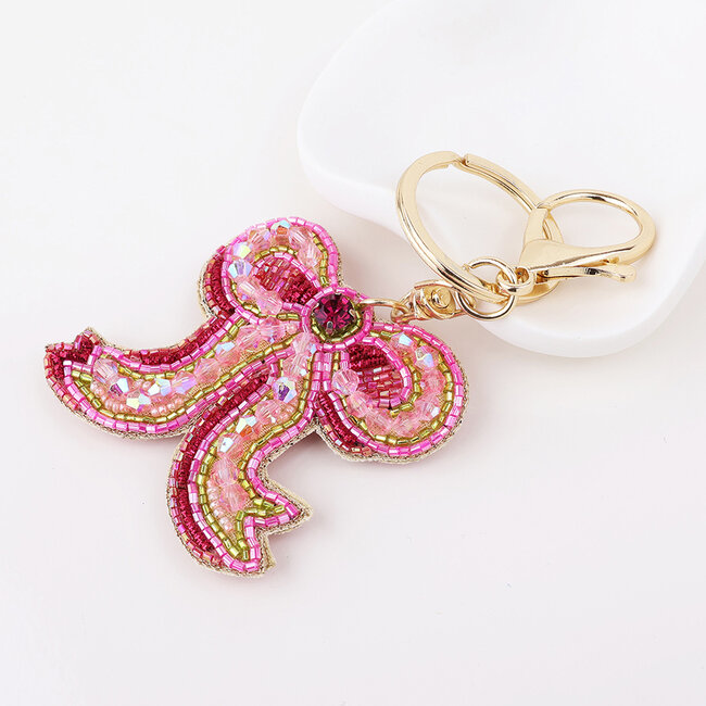 Keyring/Bag Charm Embellished Pink Bow
