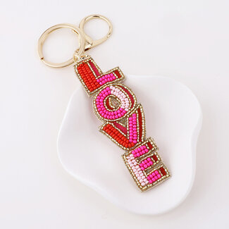 POM Keyring/Bag Charm Embellished Love pink