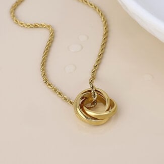POM 14k Gold plated waterproof Necklace Lord Interlinked Hoop