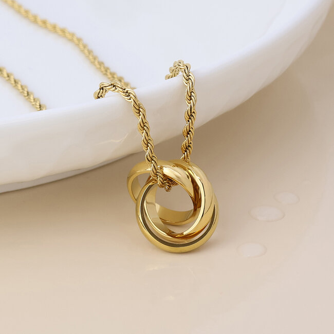 14k Gold plated waterproof Necklace Lord Interlinked Hoop