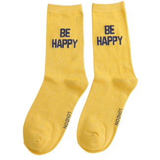 Miss Sparrow Socks Glitter Statement Be Happy