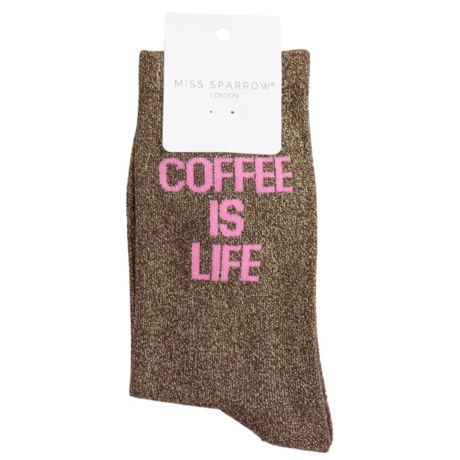 Socken Glitter Statement Coffee is Life