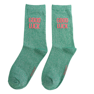 Miss Sparrow Socken Glitter Statement Good Luck