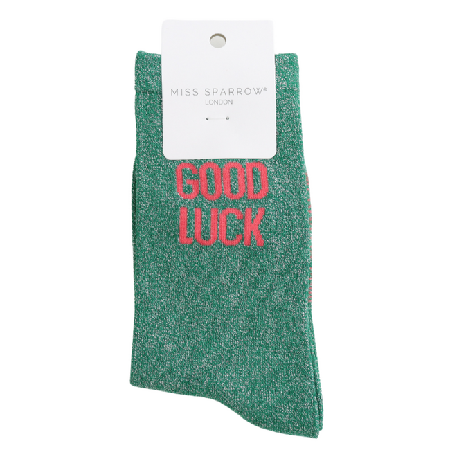 Socks Glitter Statement Good Luck