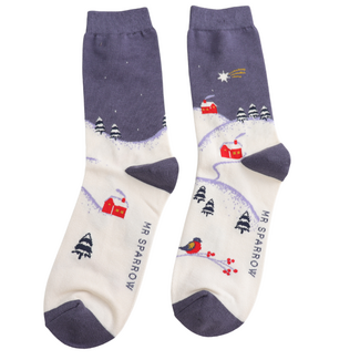 Miss Sparrow Mens Socks Bamboo Winter Night blue