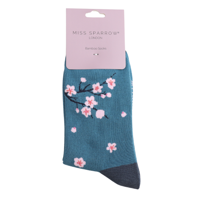 Socken Bamboo Blossom Tree blue