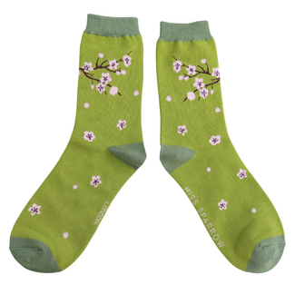 Miss Sparrow Socken Bamboo Blossom Tree green