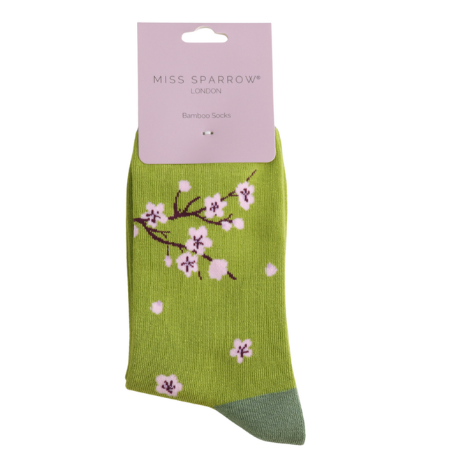 Socken Bamboo Blossom Tree green