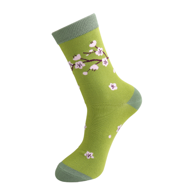 Socks Bamboo Blossom Tree green