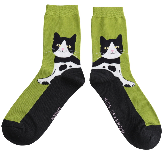 Socks Bamboo Long Cats green