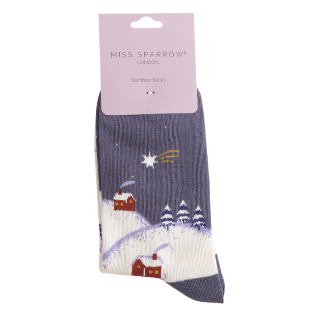 Socks Bamboo Winter Night blue