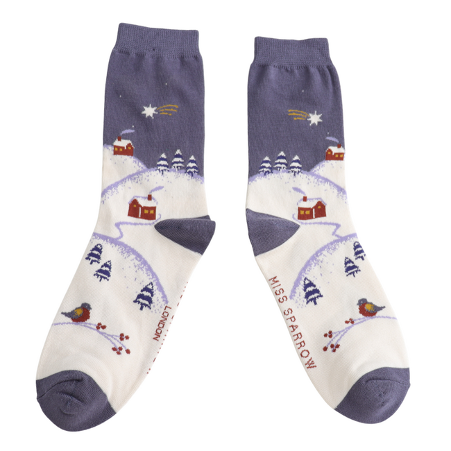 Socks Bamboo Winter Night blue