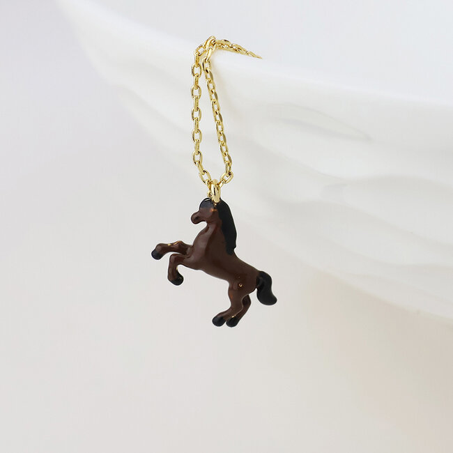 Gold plated Necklace Enamel Beauty Horse