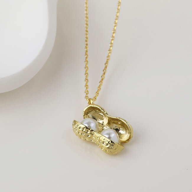 Gold plated Necklace Nutty with Pearls